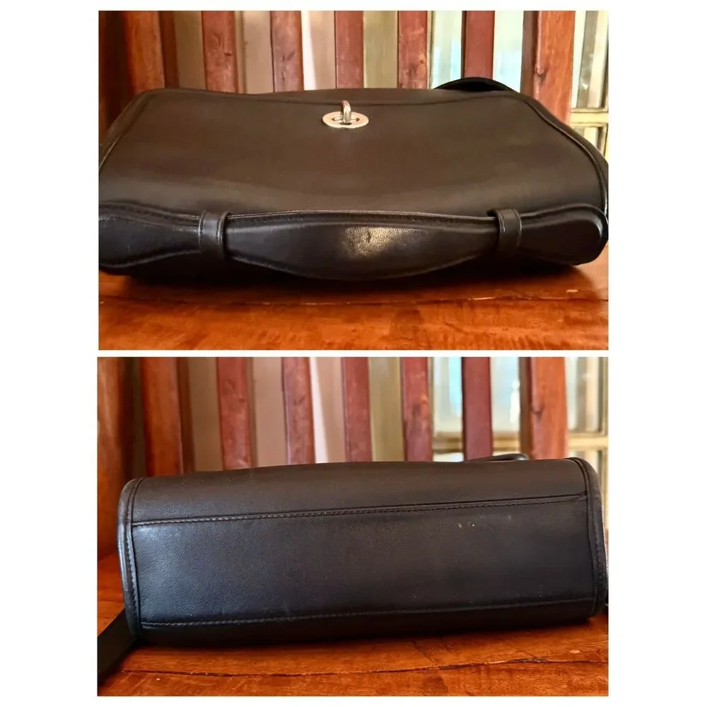 Vintage Coach Court Bag 9870 Crossbody Satchel — Black Glove-Tanned Leather - Picture 5 of 14